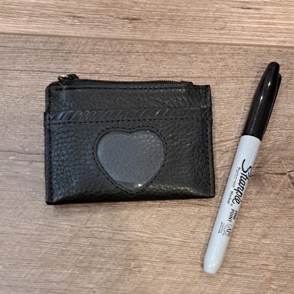 Brighton Black Leather Card Holder with Heart Accent - Picture 2 of 7